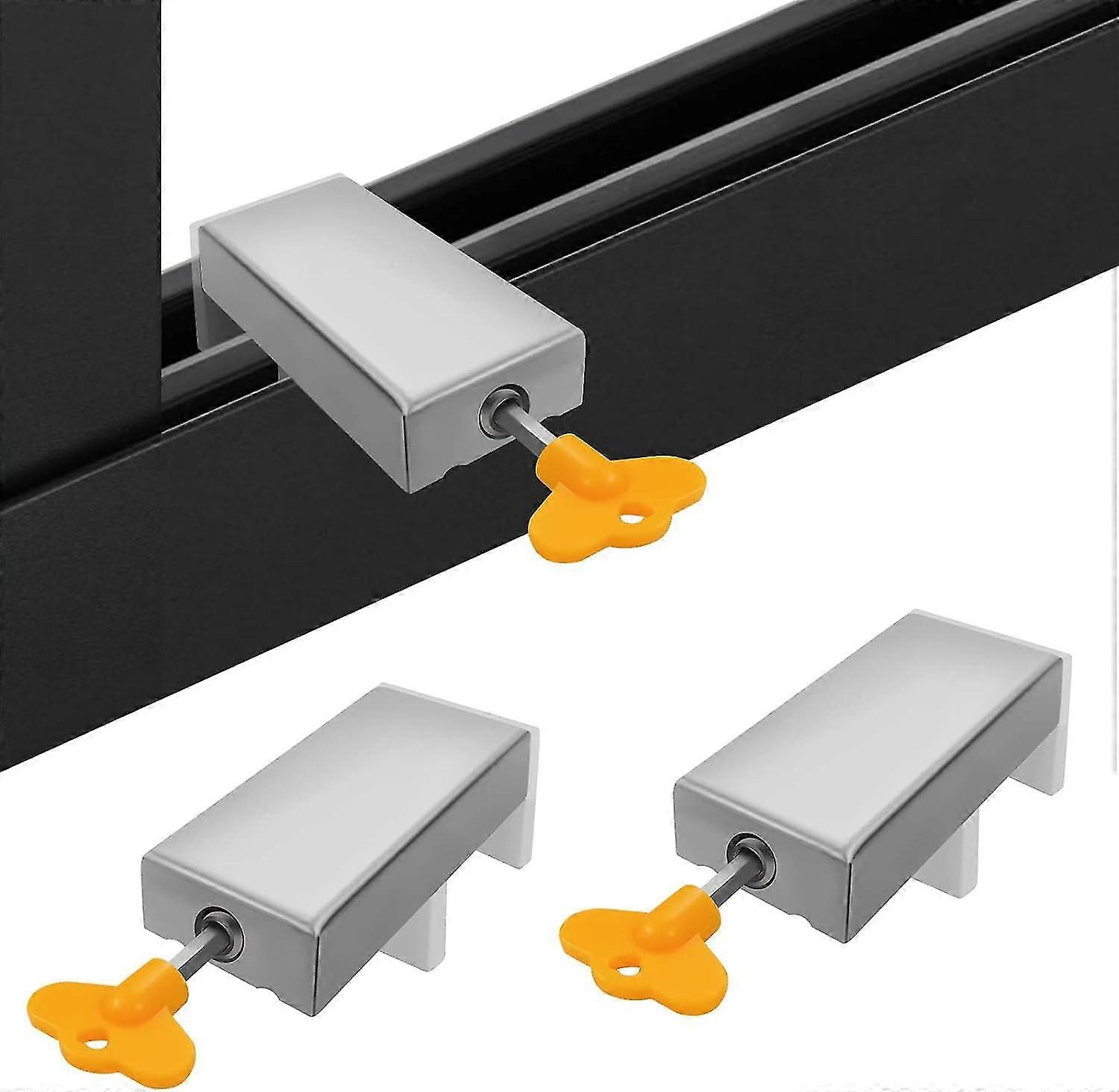 Pieces With Key Aluminum Alloy Door Frame Safety Lock, Adjustable Sliding Double Window Lock Steel Safety Locks Child Safety Limiter