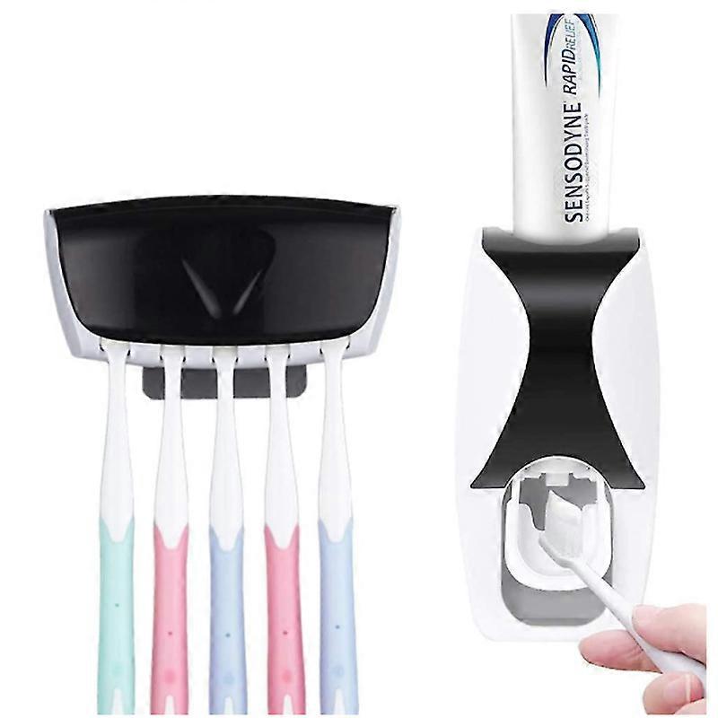 Toothbrush holder set toothpaste dispenser sets dustproof with wall mounting