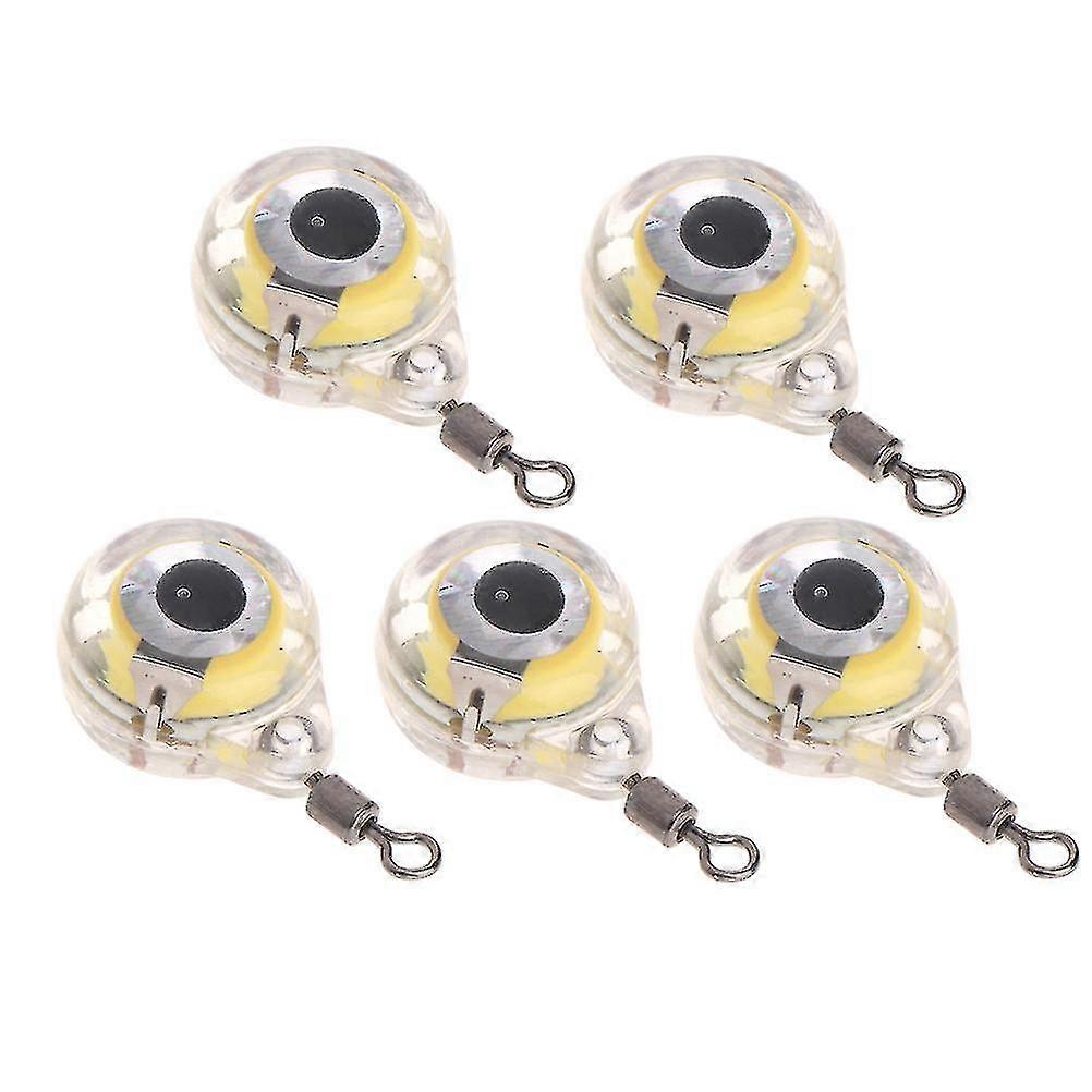 5 Pcs Led Sequins Deep Drop Underwater Bait Round Shaped Night Fishing Lure Light Flashing Lamp With Connecting Ring (red Green Blue White Colorful Li