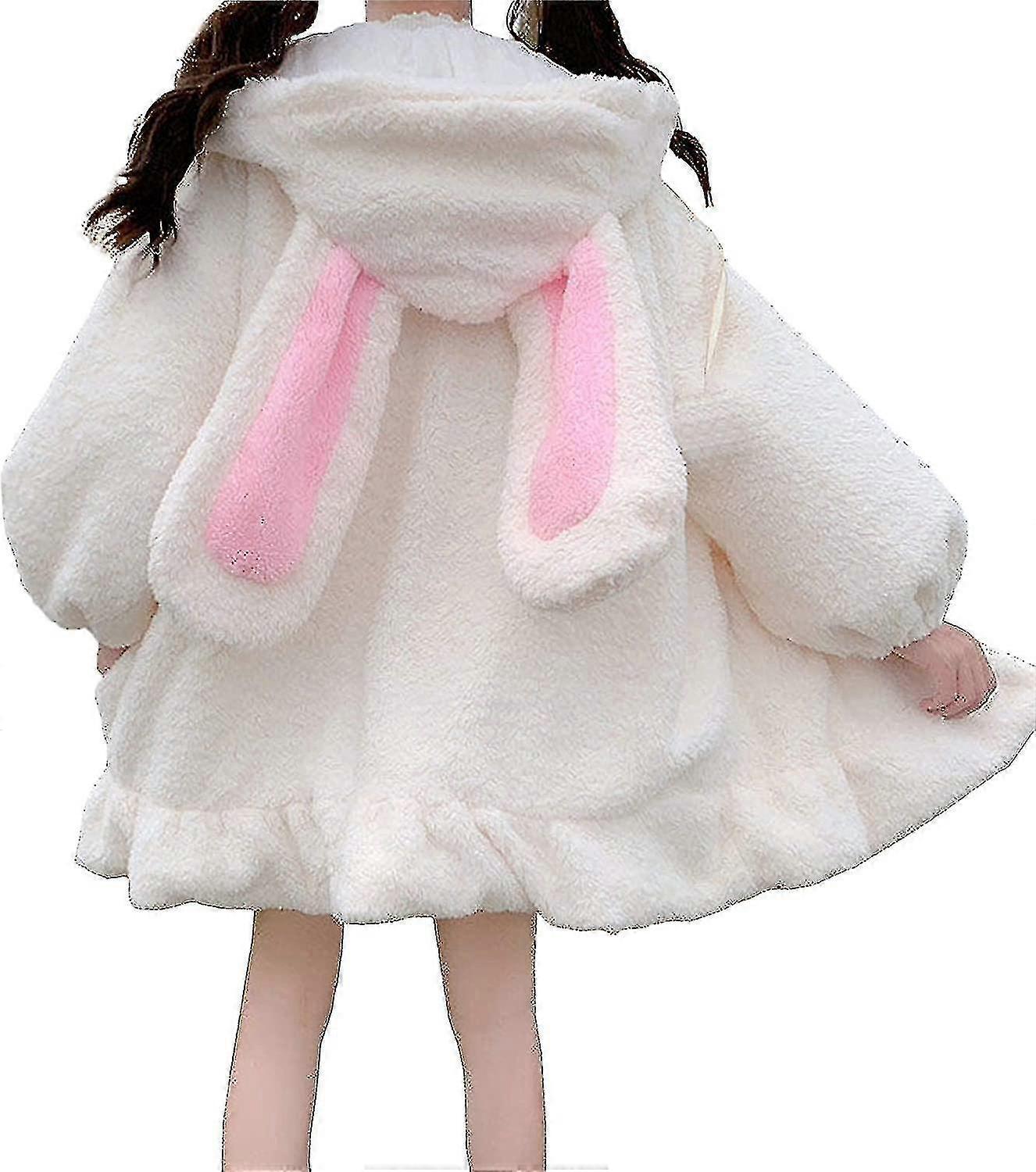 Felpa con cappuccio da donna con orecchie da coniglio, soffice e soffice, a maniche lunghe, stile kawaii.