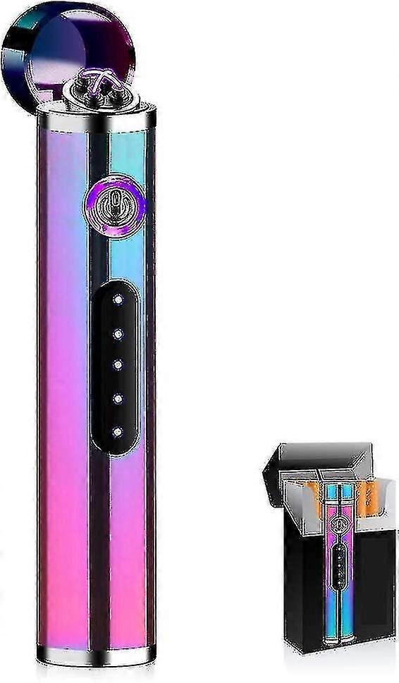 Rechargeable Lighter, Usb Electric Lighter, Touch Control Electric Lighter, Dual Arc Usb Lighter With Led Indicator, For Barbecue Camping Father's Day