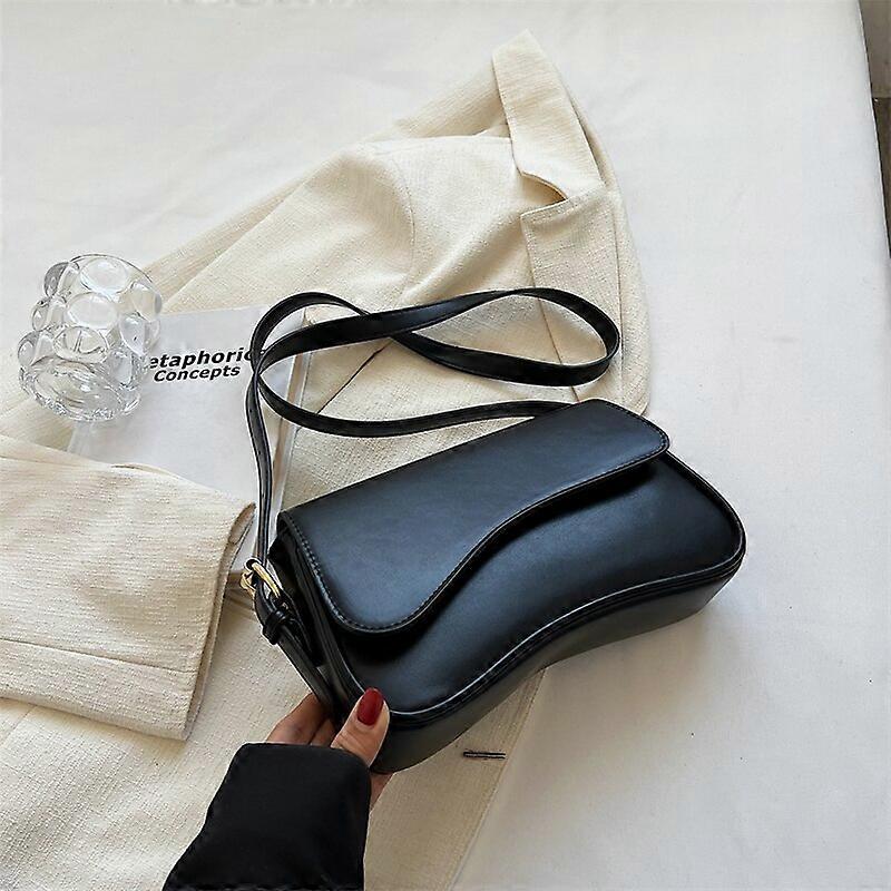 Handväska Vintage Läder Crossbody Väskor för Kvinnor Designer Kvinna Liten Flap Axel Underarm Väska Armhåla Handväskor och plånböcker