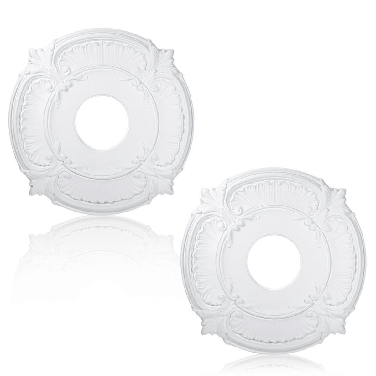 2 Pieces PU Ceiling Medallion Decorative Ceiling Fan Medallion for Light Fixtures Ceiling Fans Chan