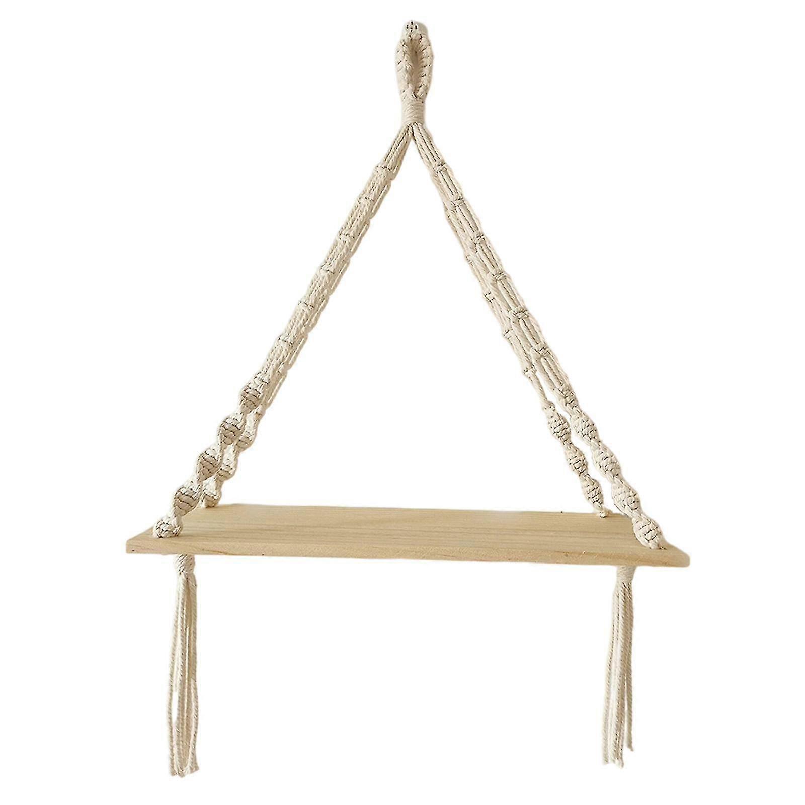 Triangle Macrame Shelf Floating Shelf For Flower Plant Planter Wood