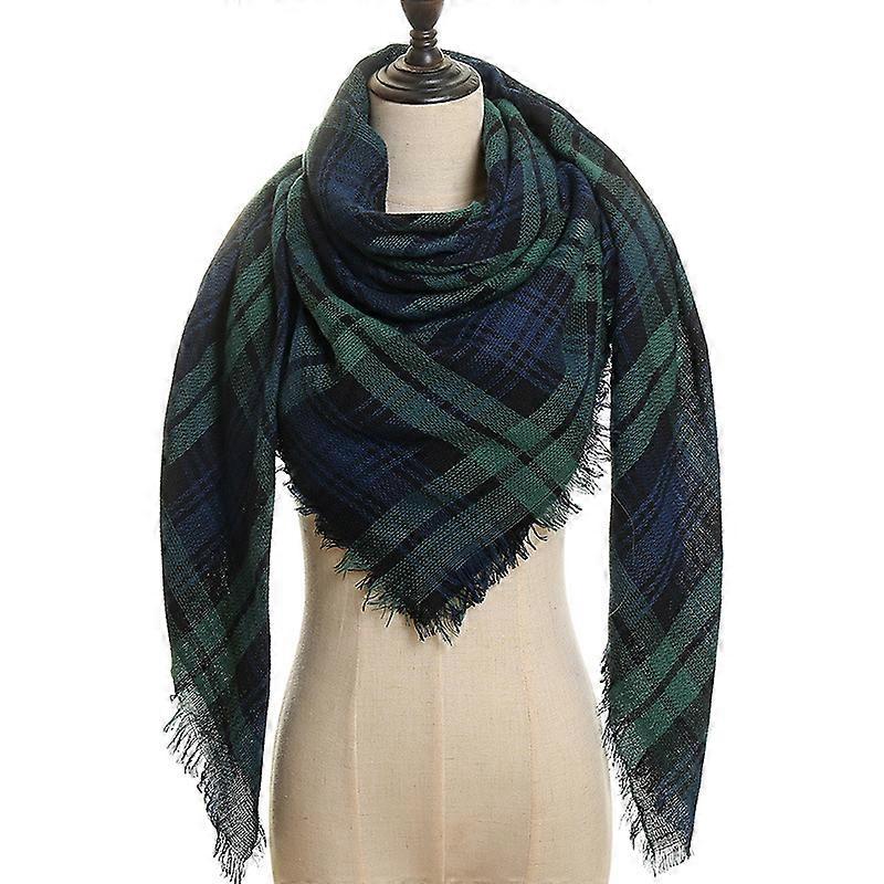Womens Warm Scarf Square Shawls Infinity Scarves Stripe Plaid Rough Surface15#