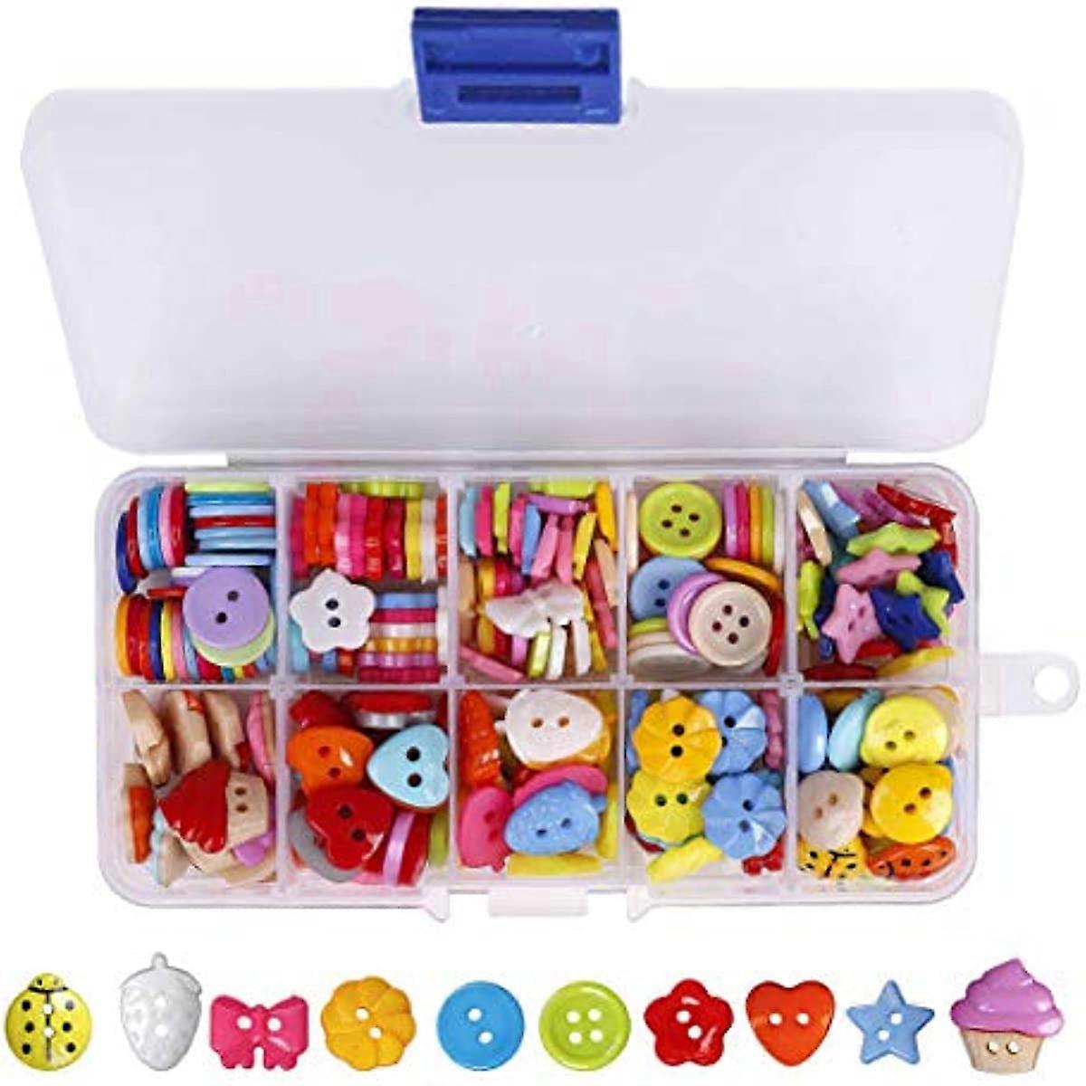 Sewing Button Assorted Color Craft Button Resin Button with Plastic Storage Box for Scrapbooking DIY Handmade Ornament 235 Pieces