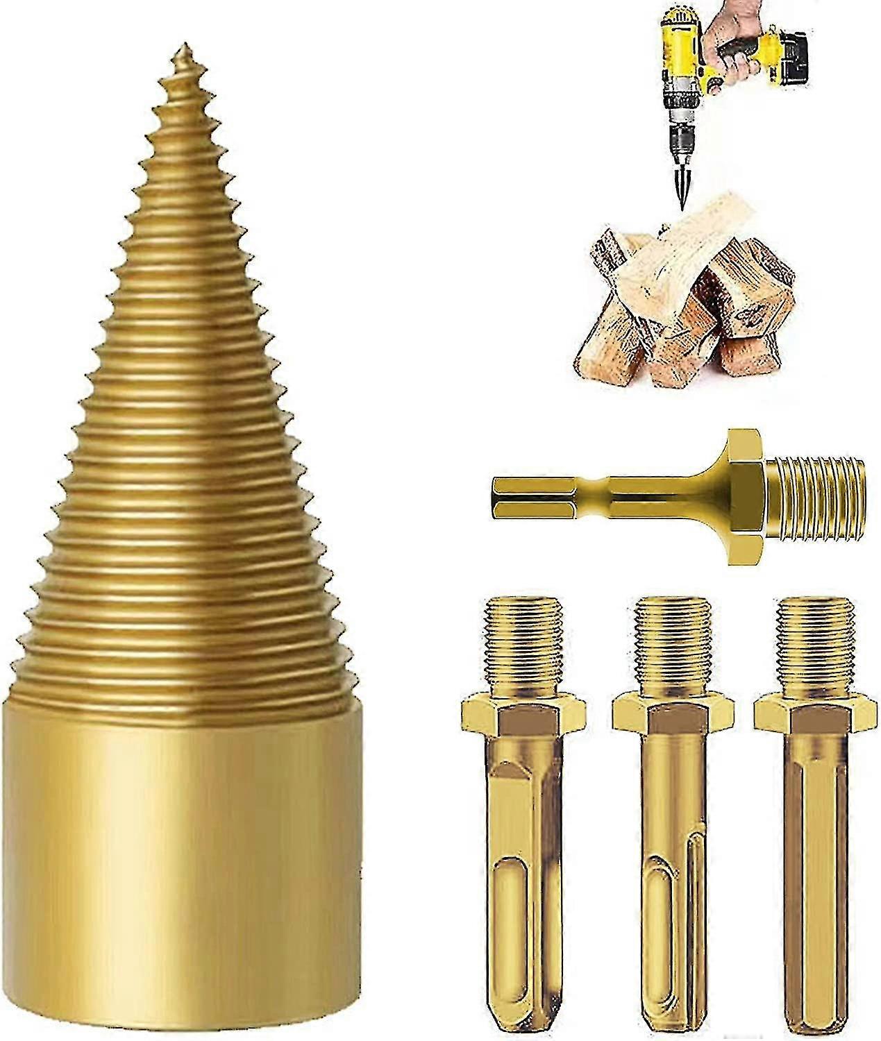 Log Splitter Bit Set,5pcs Removable Cs Kindling Splitting Logs Bits, Duty Electric S Screw C Driver ()