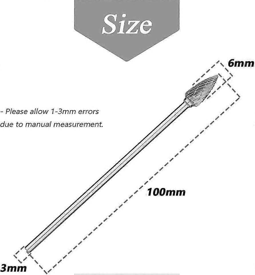 10 Pieces Tungsten Carbide Rotary Burrs, Long Reach Double Cut Long Rotating Burr Set With 3mm Shank Files Rasp Twist Drill Bit Polishing Tool Accesso