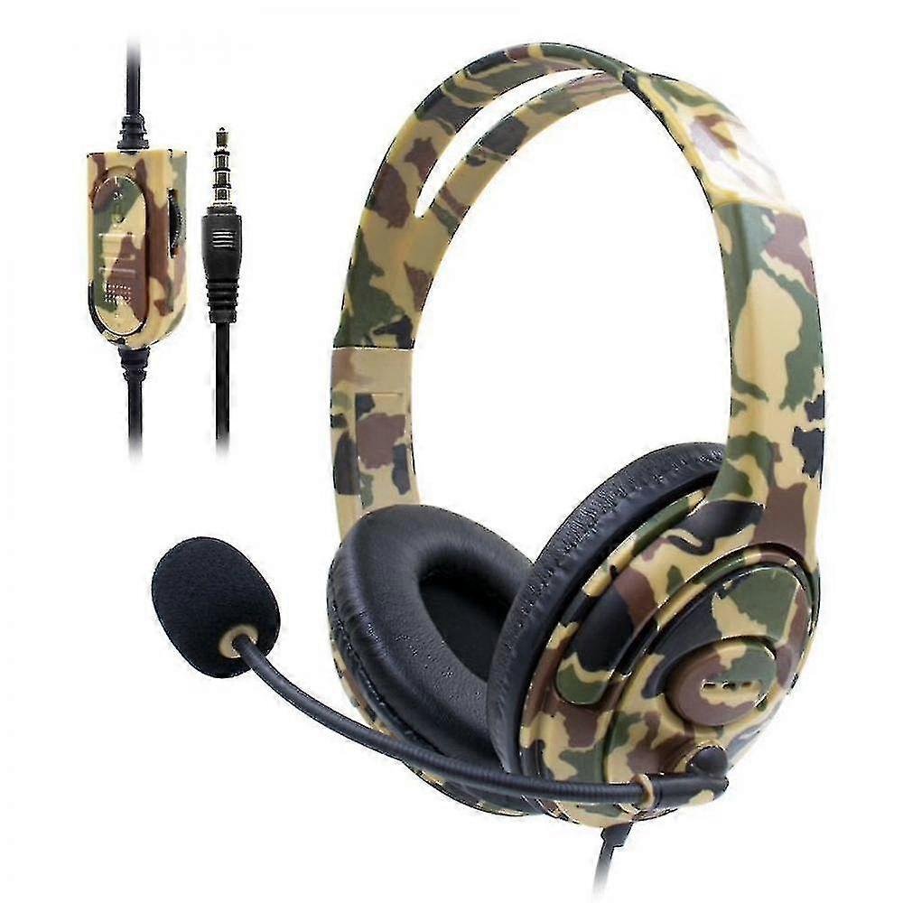 Ps4 Camouflage Bilateral Large Headset Headset Wired Game Headsetyellow-green