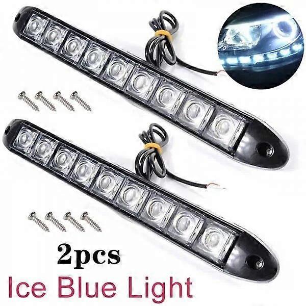 1pair 9 LED 12V Daytime Running Lights Flexible Waterproof Car Head Lamp Led Light Fog Day Driving Head Light