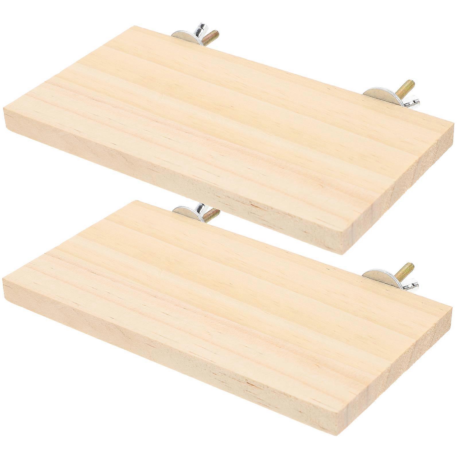 2Pcs Rectangular Parrot Platforms Wooden Bird Platforms Interesting Bird Stands Parakeet Platform