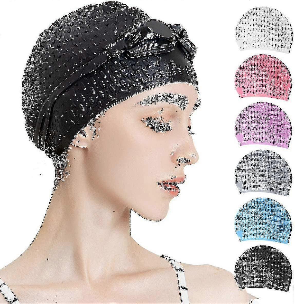 Silicone Swim Cap,comfortable Bathing Cap Ideal For Curly Short Medium