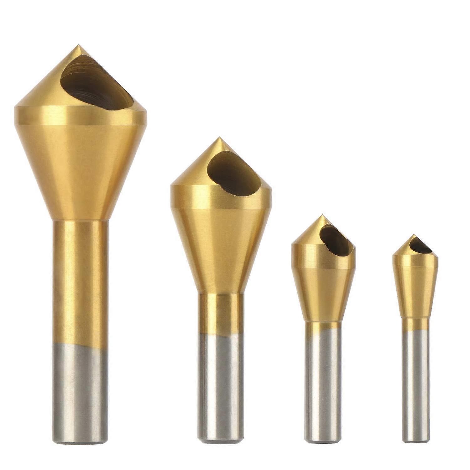 4 Pieces Deburring Chamfer Countersink Countersink 90HSS Titanium Chamfering Knife Countersink Drill Bit Metal Chamfering Screw Tool Suitable for Cutt