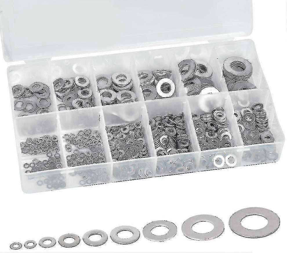 800pcs 10 Sizes Stainless Steel Flat Washer And Lock Washers Kit