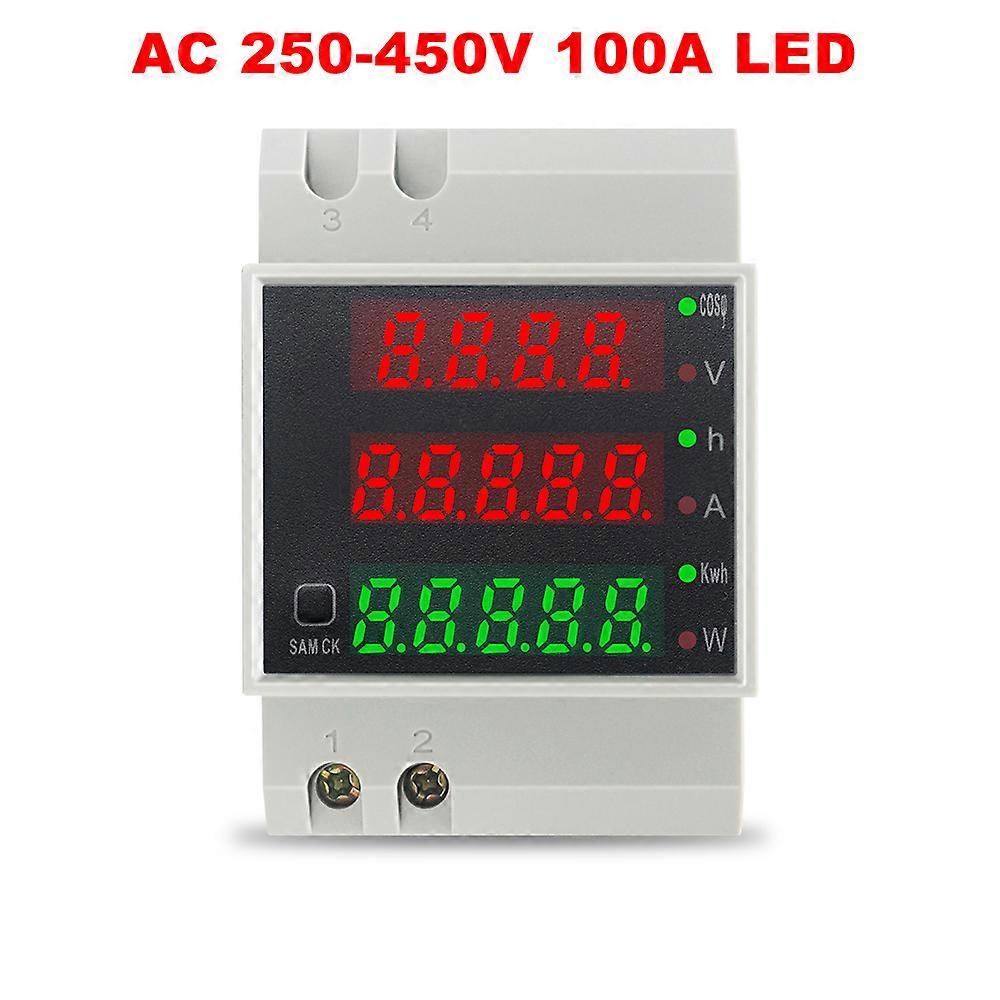 Ketotek AC 80-300V 0-100A Din Rail LED Voltmeter Ammeter Active Power Factor Energy meter Voltage Volt Current Multi-function