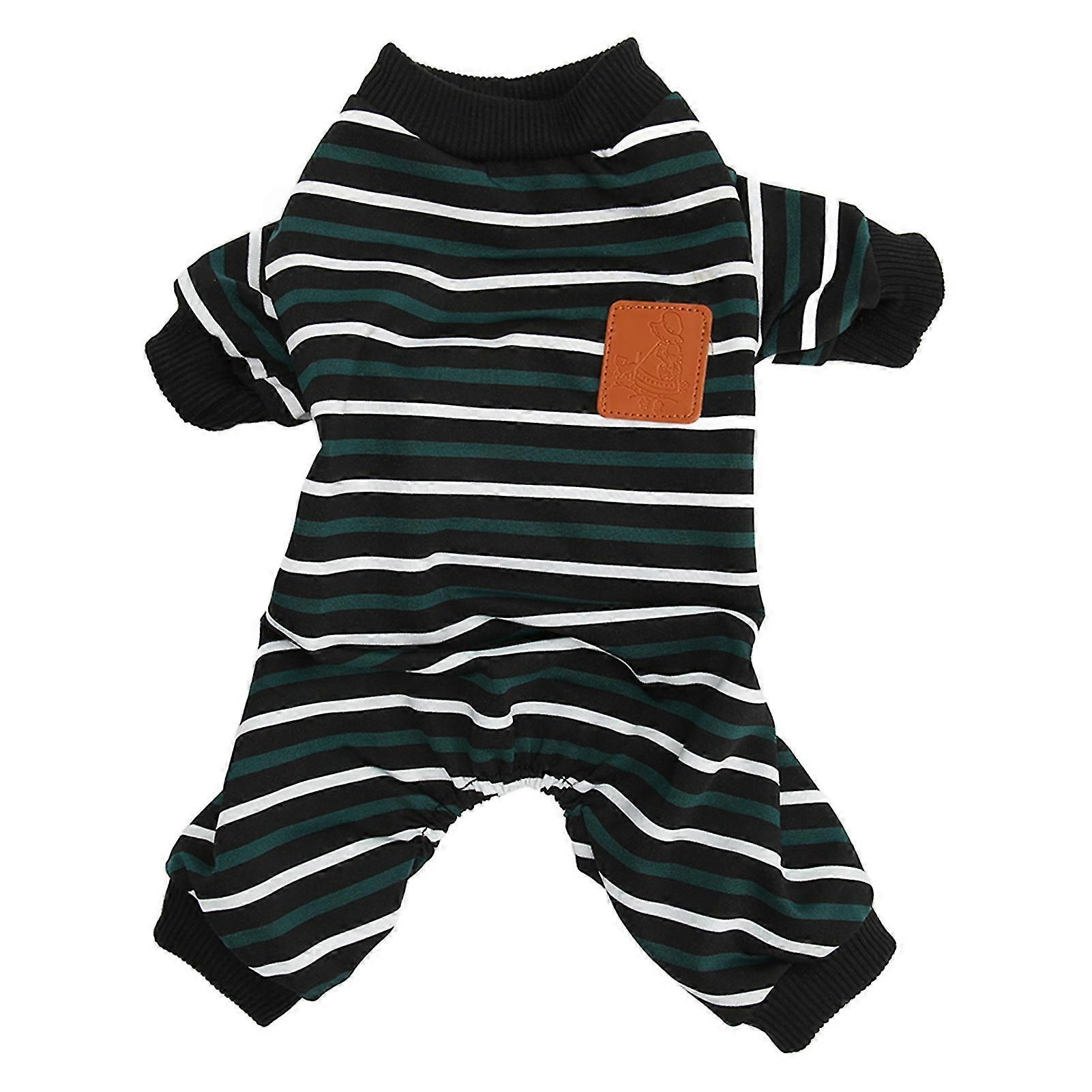 Dog Pajamas Striped Comfortable Cute Warm Stretchy Jumpsuit for Dogs Puppies and Cats Size L