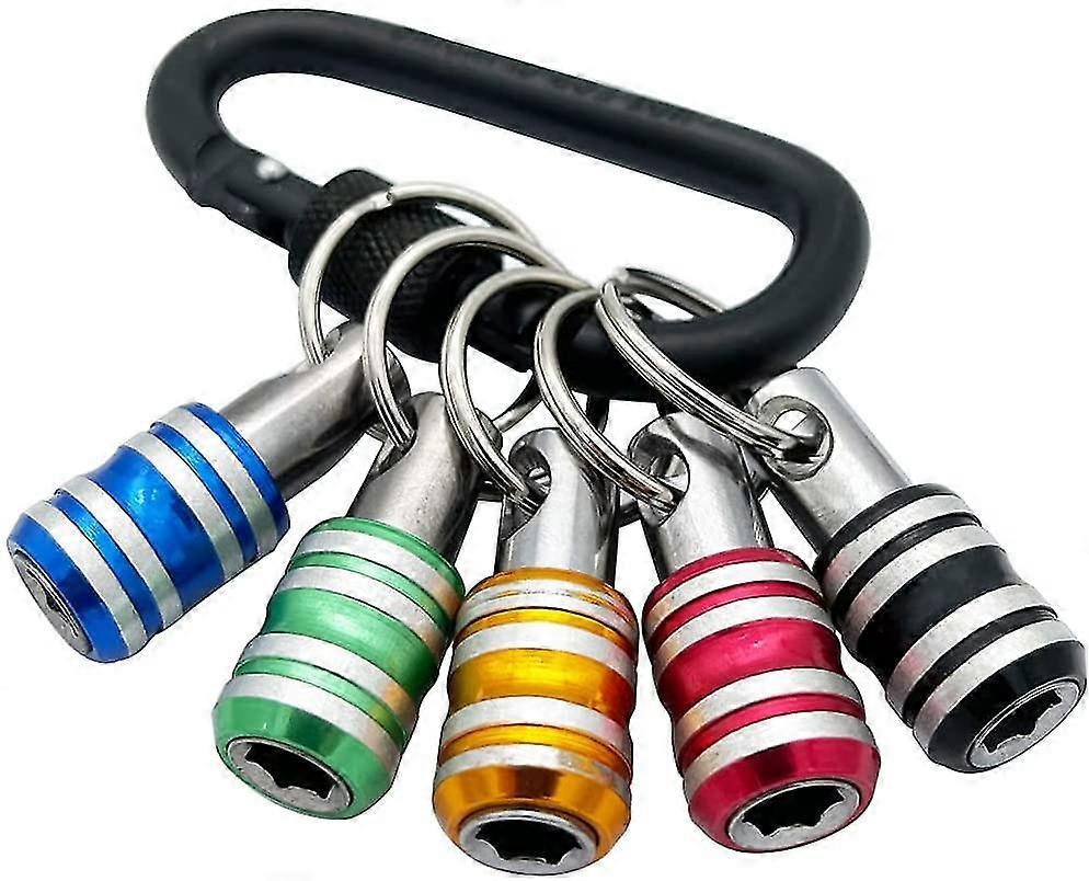 SZTXJ 5pcs 1/4" Hex Handle Keychain Screwdriver Bit Holder Set Extension Shank Quick Change Screw Adapter Bit Holder for Drill Bits