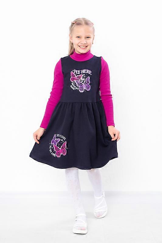 Girls’ Warm Dress – Fleece & Ribbed Fabric Combination with Bright Print, Demi-season, HC 6331-023-33