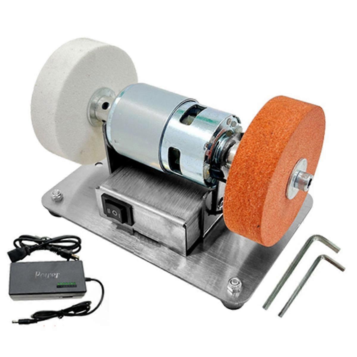 EU Plug,100W Double Grinder Machine Grinder Motor Mini Coarse and Fine Polishing Electric Grinding Wheel Grindig Stone