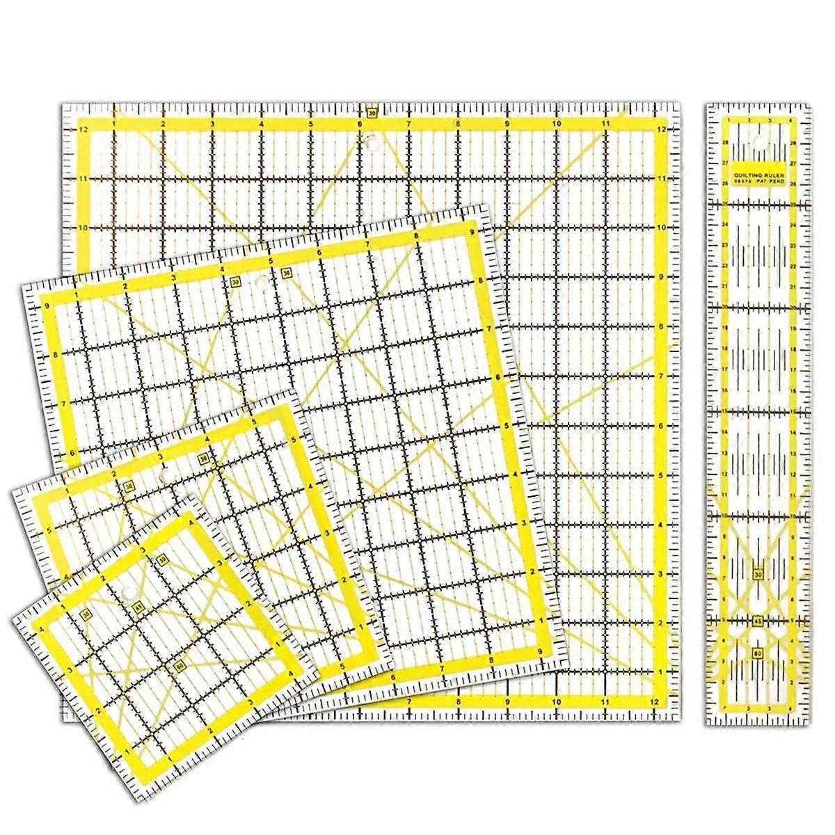 5 Pieces Acrylic Quilting Rulers,Square Sewing Rulers Fabric Cutting Ruler Quilting Templates Clear