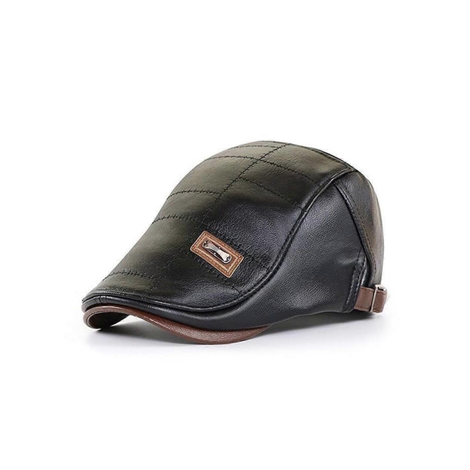 Män Justerbar PU Läder Ivy Cap Newsboy Hatt Fiske Hatt Cool Resa Gå Vandring