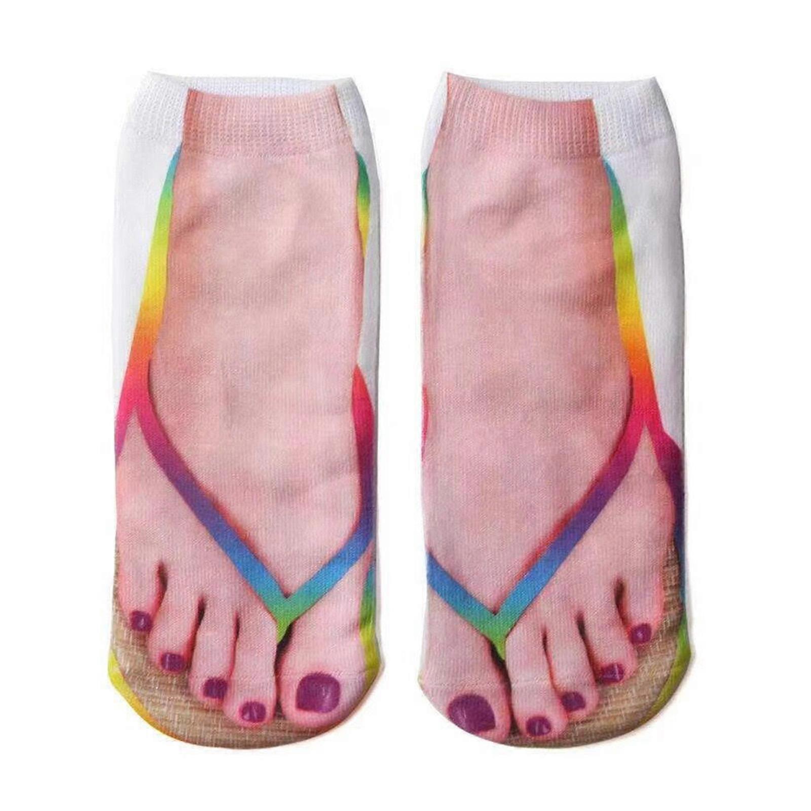 Manicure print socks flip flop print socks 3D pattern socks funny hidden