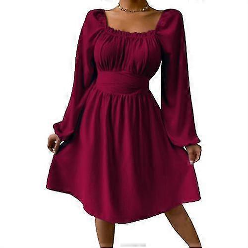 Women's Square Neck Dresses Sleeve A-line Casual