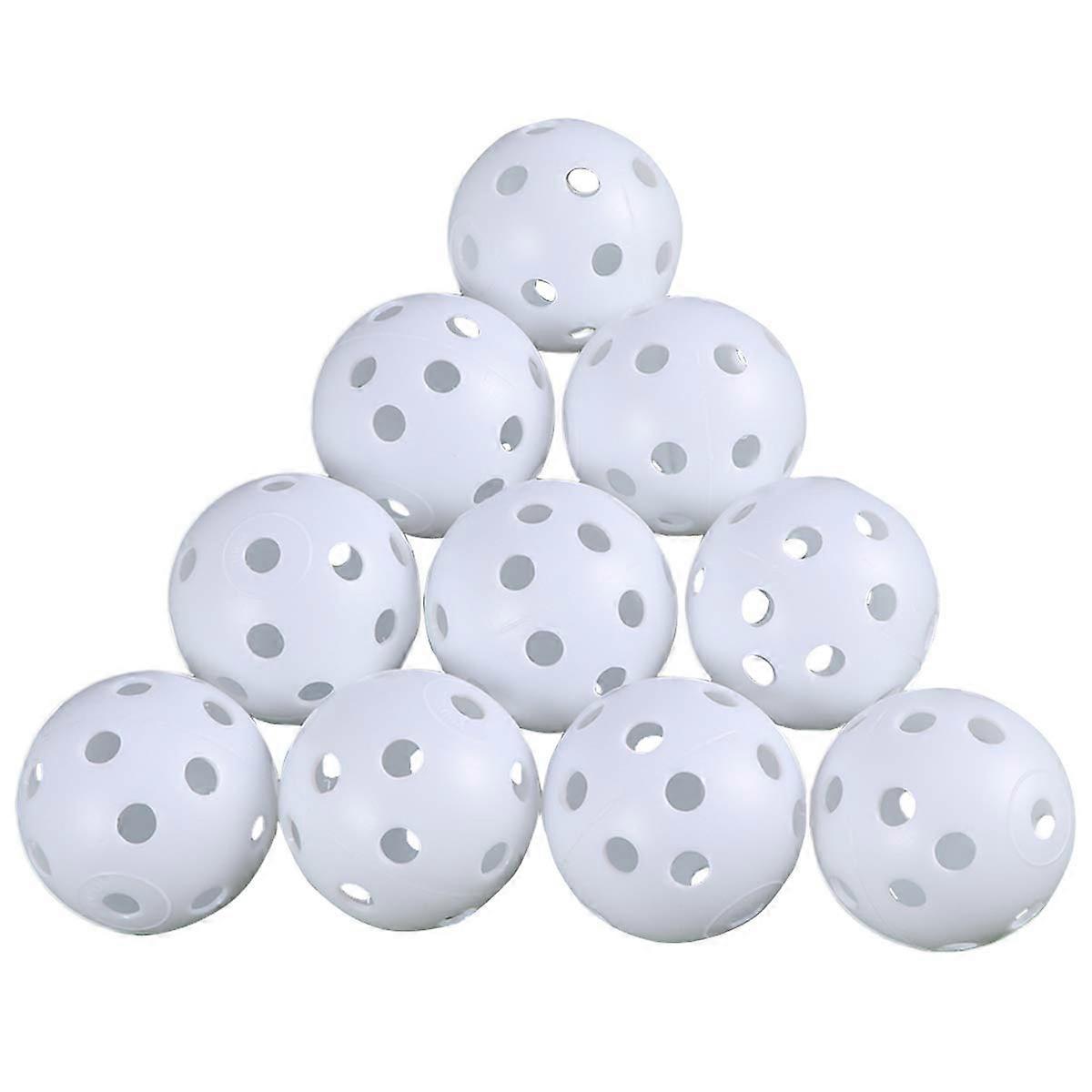10pcs fluxo de ar oco bolas de golfe para a prática de golfe (branco)