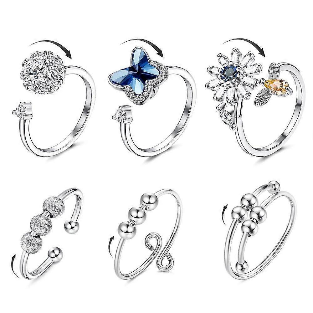 Anxiety Ring Women's Adjustable Split Ring Set Rotating Ring Ring Suitable For Anxiety LRS