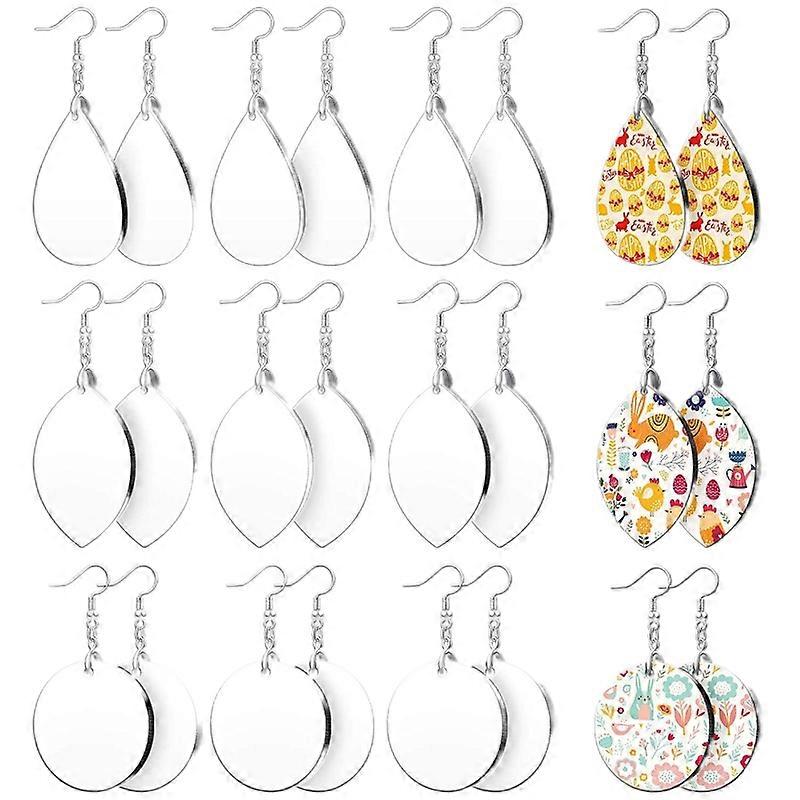24x Sublimation Boucles d’oreilles vierges Inachevées Teardrop Boucles d’oreilles rondes de transfert de chaleur