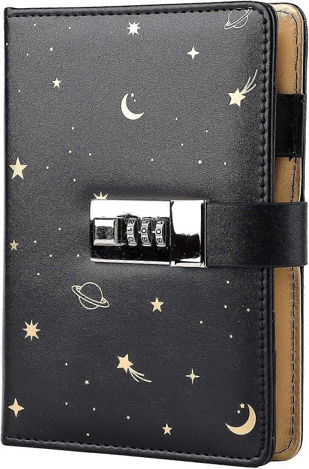 2025 Suitable Leather Journal with Lock, Refillable Paper Binder Password Diary, Secret A6 Writing Hardcover Noteb