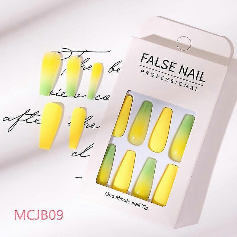 24pcs Gradient Color Nail Patch Sweet Style Removable Long Paragraph Manicure