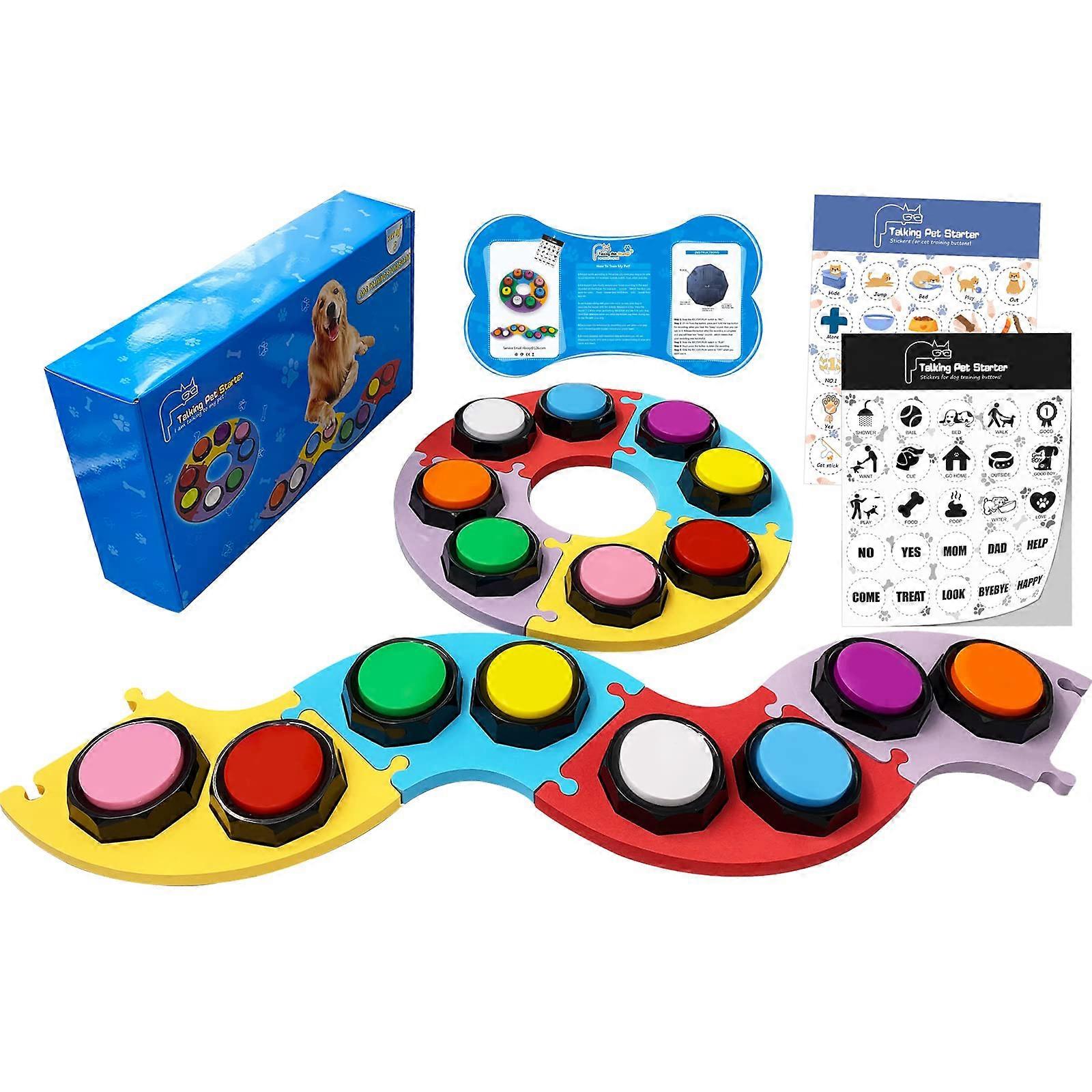 Dog Recordable Training Buttons,Dog Talking Buzzers Button withStickers and Mats,Louder Clearer Record