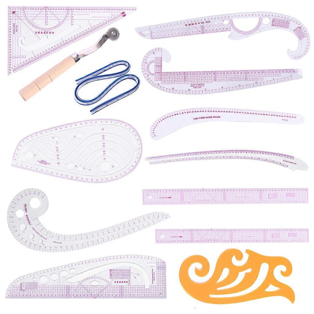 13pcs/set Tailor Grading Cloud Ruler Measure Sewing Dressmaking Yardstick Paddle Wheel Drawing Patchwork Tool