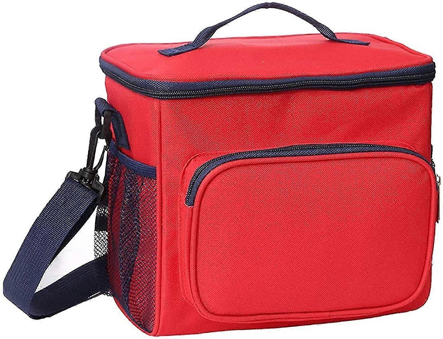 Cooler Lunch Bag, Large Capacity Insulated Soft Cooler Lunch Bag For Lunch, School, Office, Picnic With Detachable Shoulder Strap 10l (red - B)