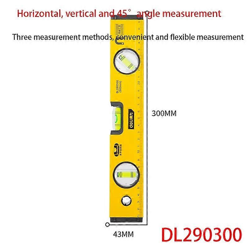 Deli DL290300 Spirit Level Specification: 300mm Strong Magnet At The Bottom Horizontal, Vertical, 45 Angle Measurement Tools