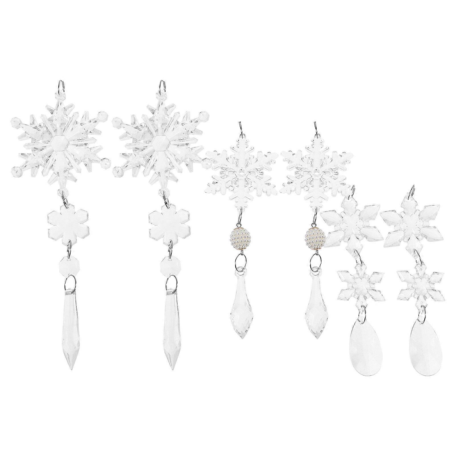 6pcs Christmas Tree Snowflake Decoration DIY Acrylic Snowflake Pendant Xmas Snowflake Decoration