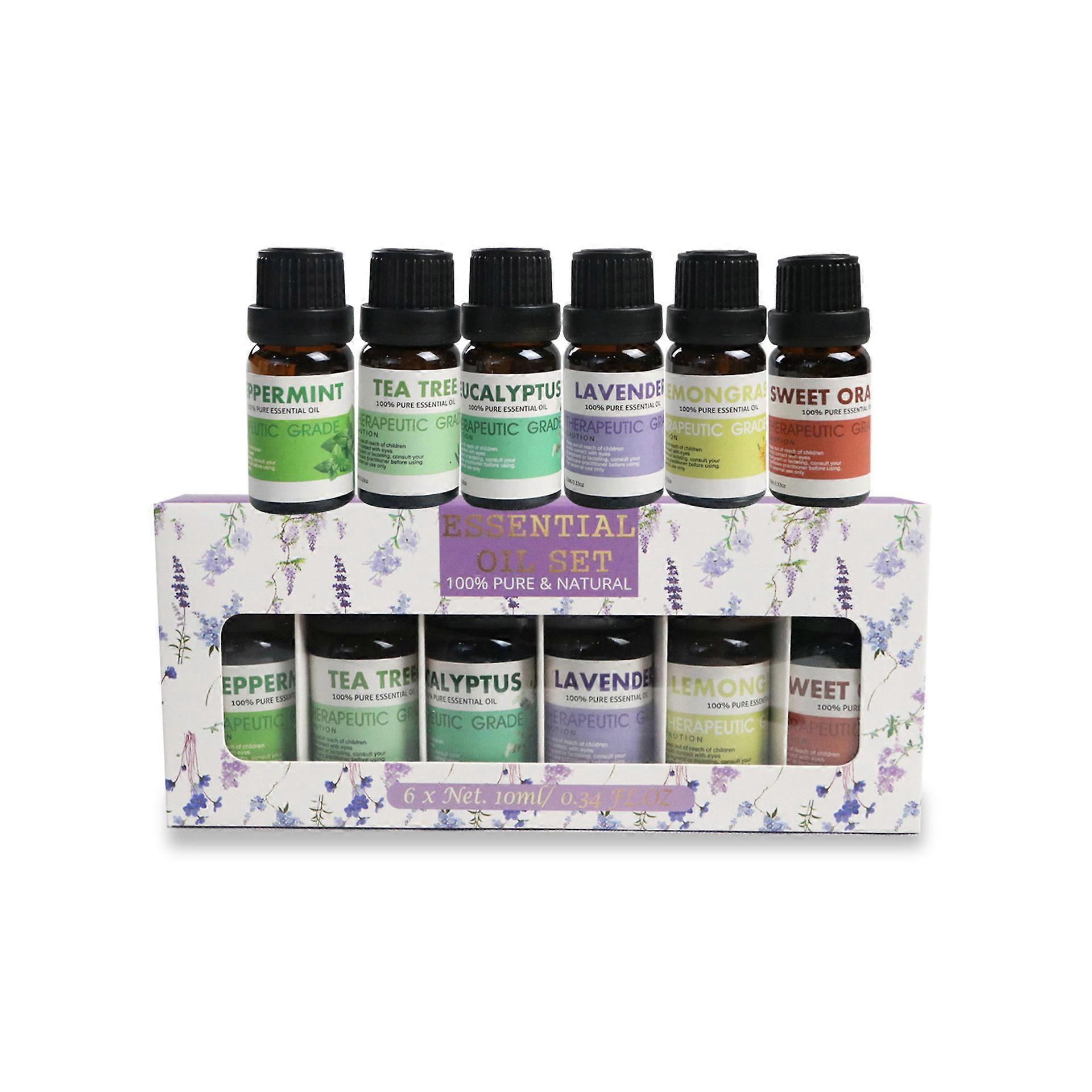 Essential Oils Set 6 x 10 ml 100% Natural Essential Oils for Massage Essential Oils for Aromatherapy Aroma Oil