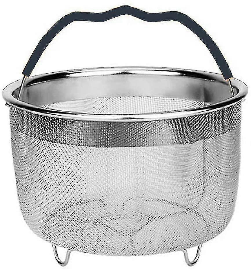6qt rustfrit stål trykdamper med silikone dækket håndtag kurv tørring