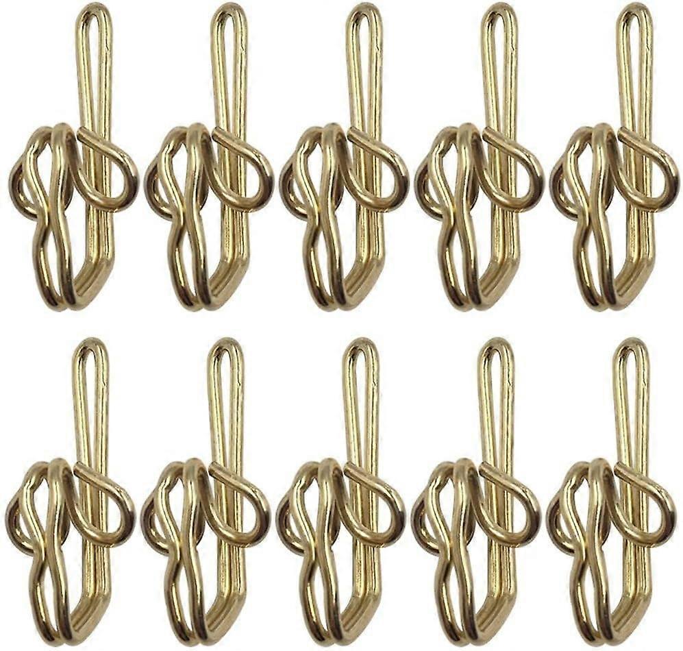 100 Pieces Brass Curtain Hooks, Metal Curtain Hook Brass Drapery Hooks, Curtain Hooks Brass Curtain Header Tape Drapery Hooks (Gold)