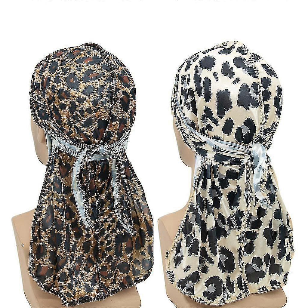 2pcs Silky Durags Pack For Men Waves, Satin Doo Rag