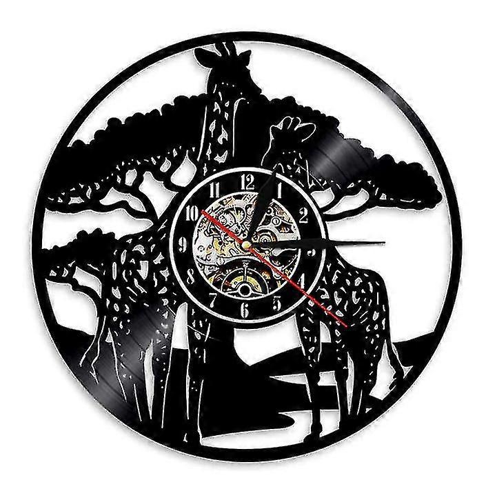 Giraffe Vinyl Record Wall Clock, Retro Home Decoration Wall Clock