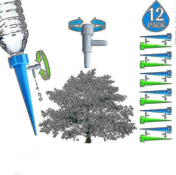 12 Pack Plant Automatic Watering Device,self Spikes System With Slow Release Control Valve,dripper