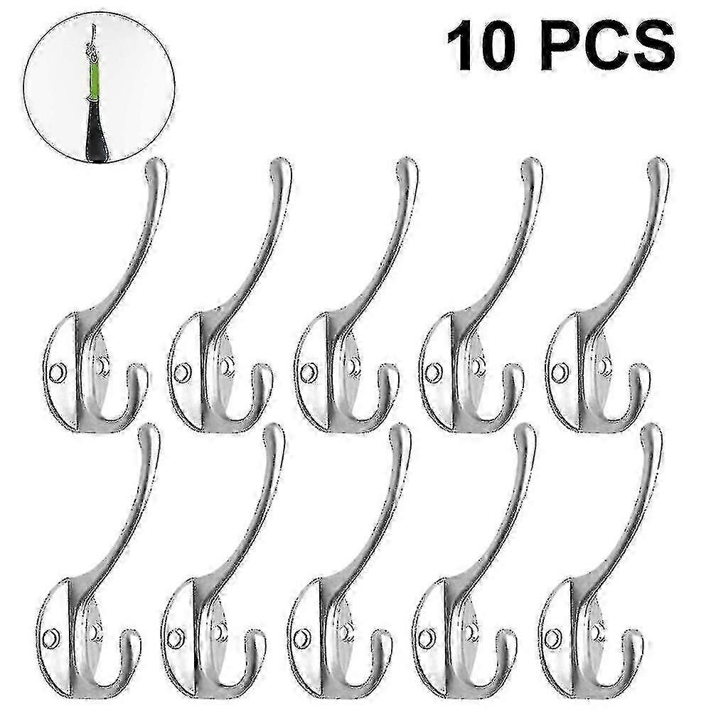 10 Pack Rustic Coat Hooks Wall Mounted Heavy Duty Double Hooks Retro s202412121009