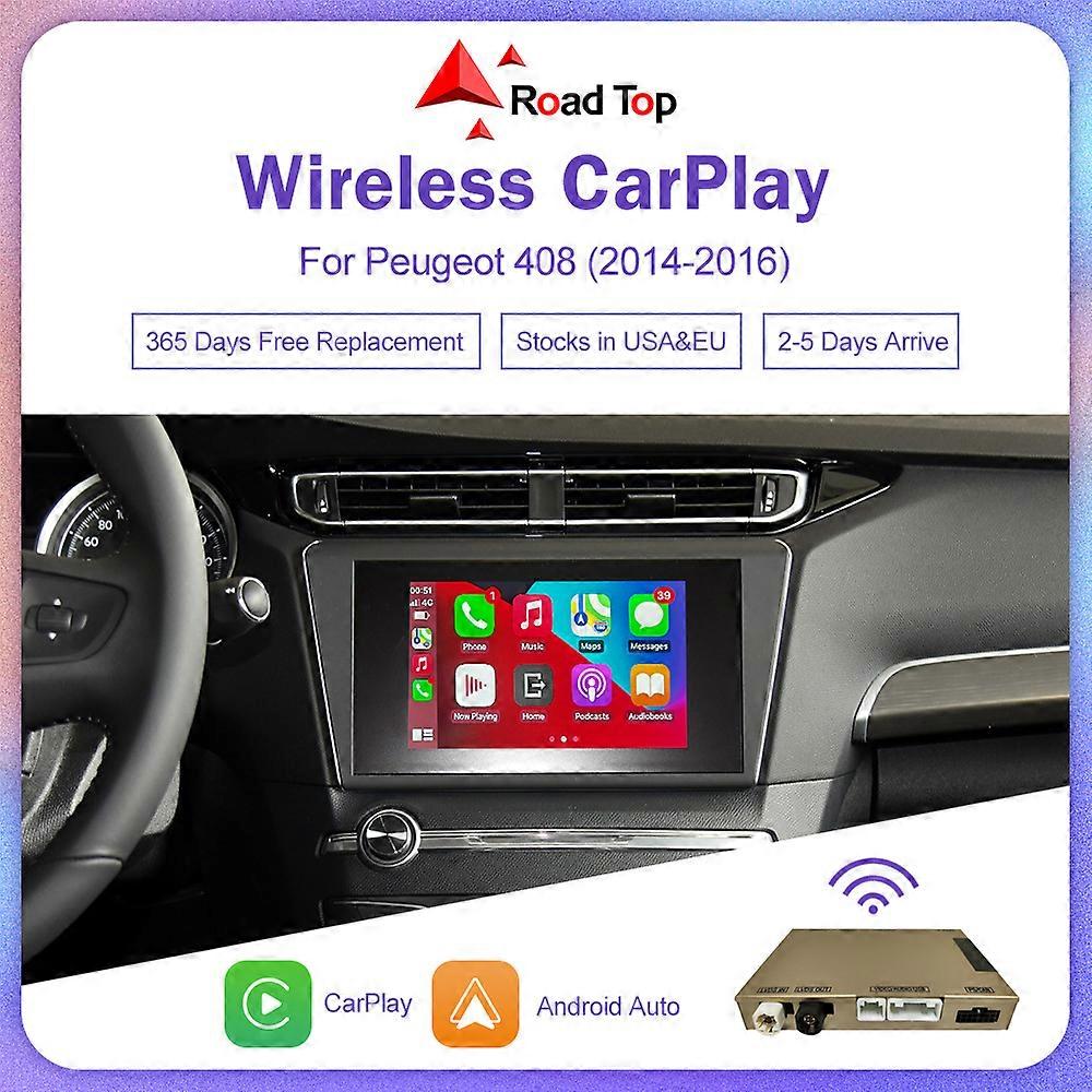 Wireless Carplay Retrofit Kit for Peugeot 408 2014-2016 7inch Screen Support Android Auto Mirror Link AirPlay Reverse View