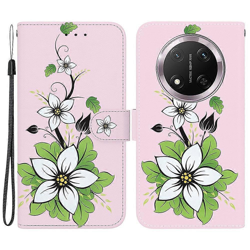 For Honor X9c 5G Wallet Phone Case Anti-Drop Leather Flip Cover Pattern Printing - Lily