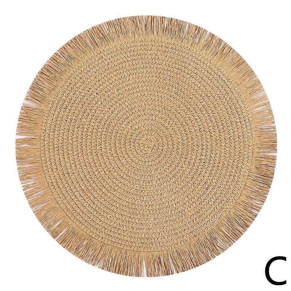 Placemat rústico de 38 cm com borlas para placas de carregamento