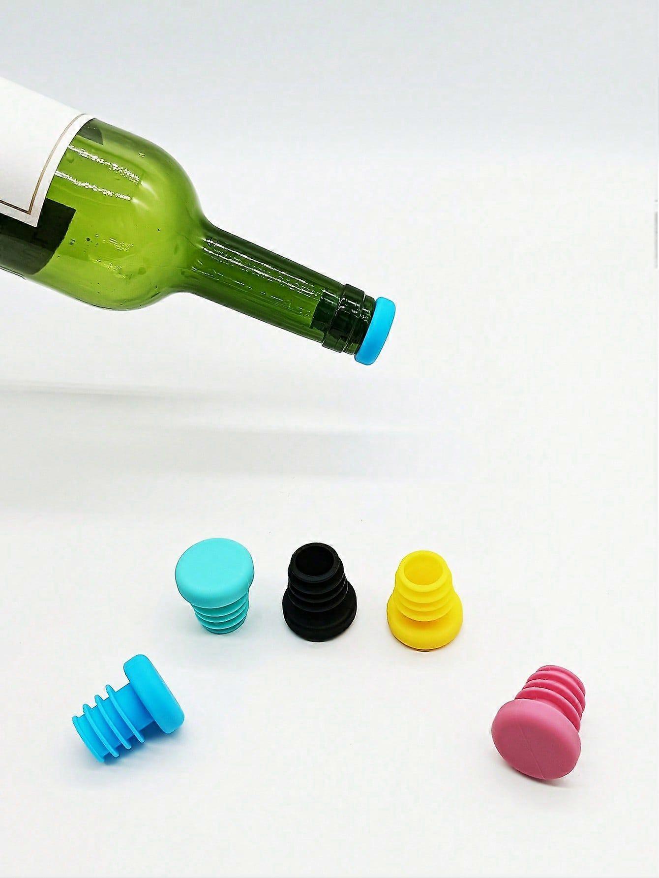 5pcs Silicone Wine Bottle Stopper, Threaded Silicone Bottle Cap, & Firm Silicone Wine Stopper, Oil Bottle Plug