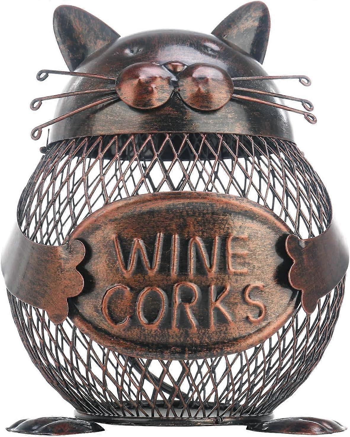 Practical Kitten Cork Container, Iron Piggy Bank, Handcrafted Decoration