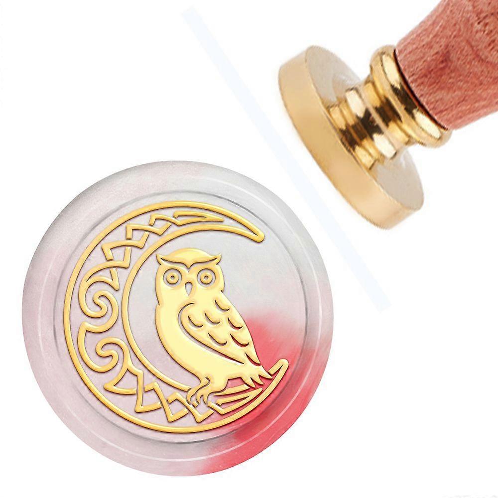 Brass Wax Seal Stamp with Handle for DIY Scrapbooking Owl Pattern 3.5x1.18 inch(8.9x3cm)